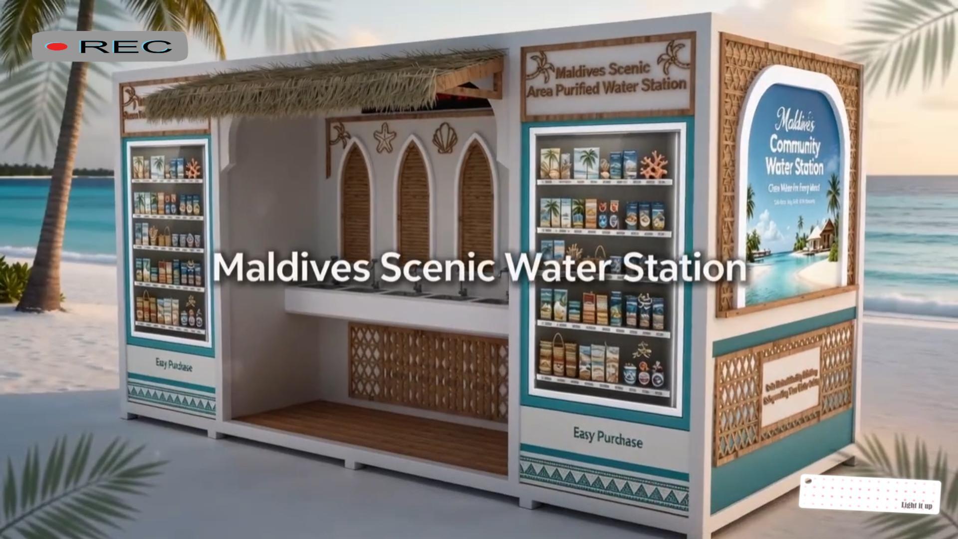 Station d'eau au toit de chaume des Maldives – Point d'enregistrement touristique du complexe ?