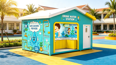 Station d’eau tout-en-un pour enfants – Solution de campus préfabriqué ?